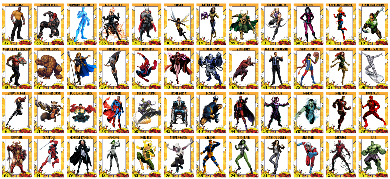 Cartones de Loteria Comics