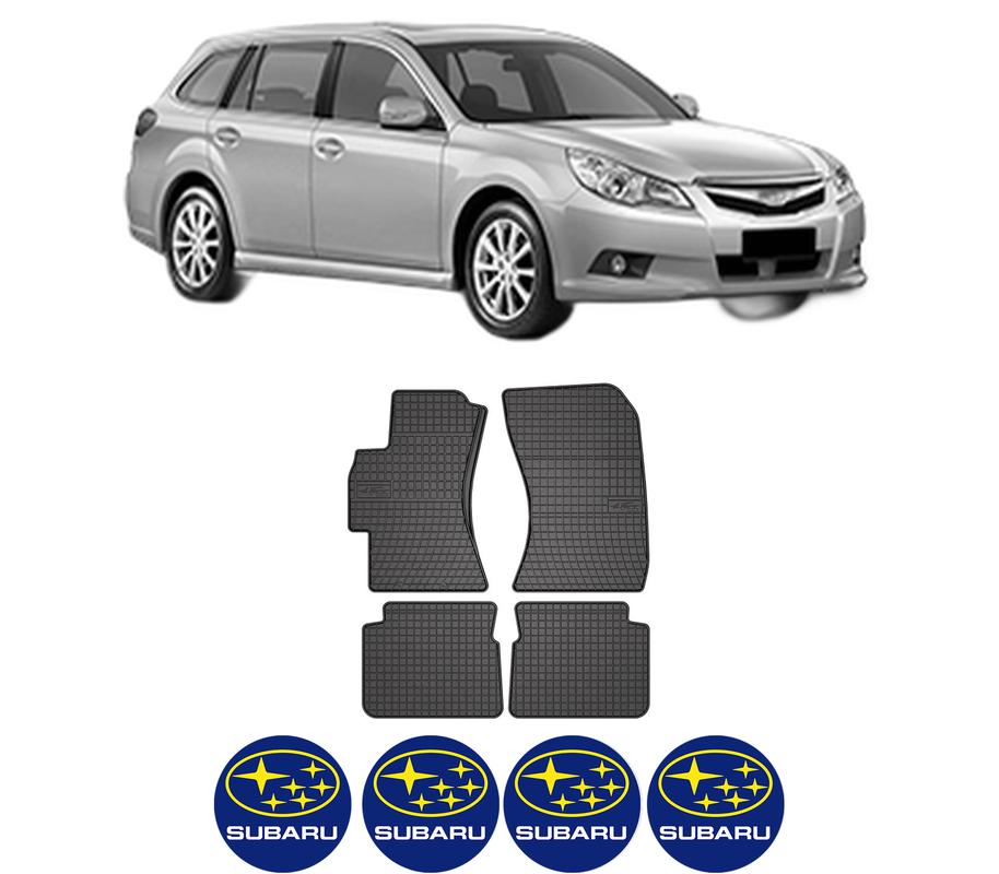 Set covorase presuri SUBARU LEGACY V Estate (BR) din 2009-2014, auto, din cauciuc thermoplastic, 4 Stickere auto cu SUBARU