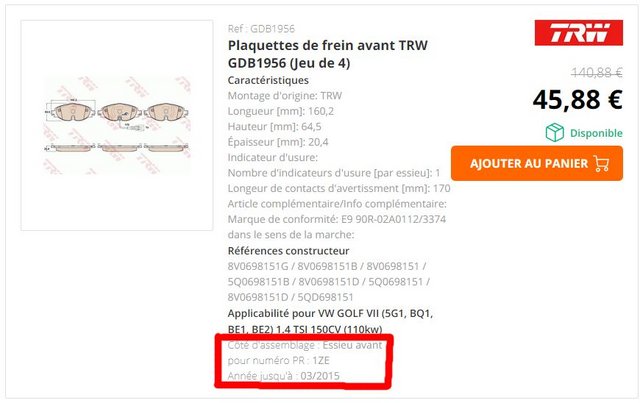 Astuce] Code PR (code de production ou code option) - Forum Golf 7