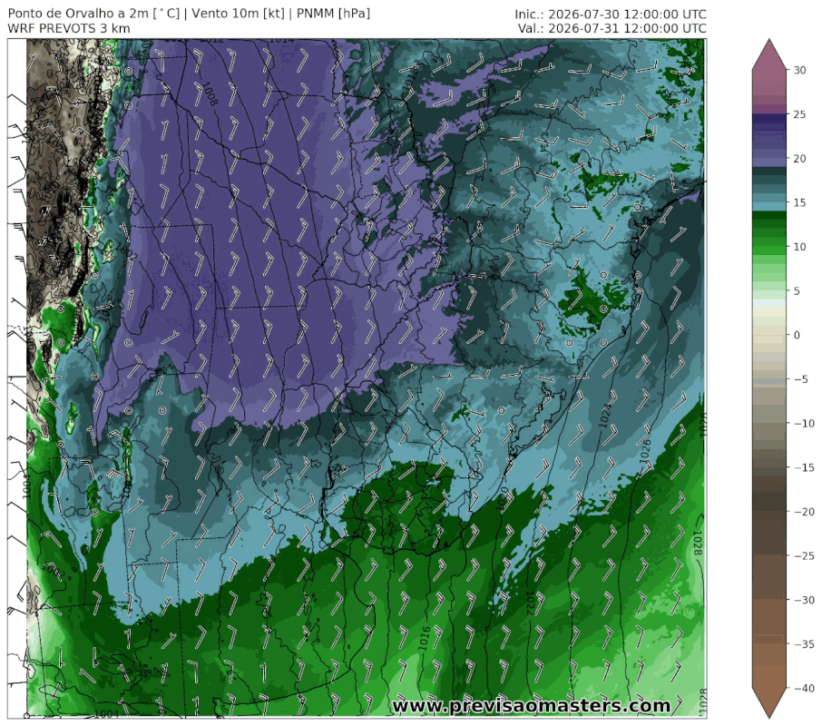 wrf Td 2m 20260731 120000 20260801 120000