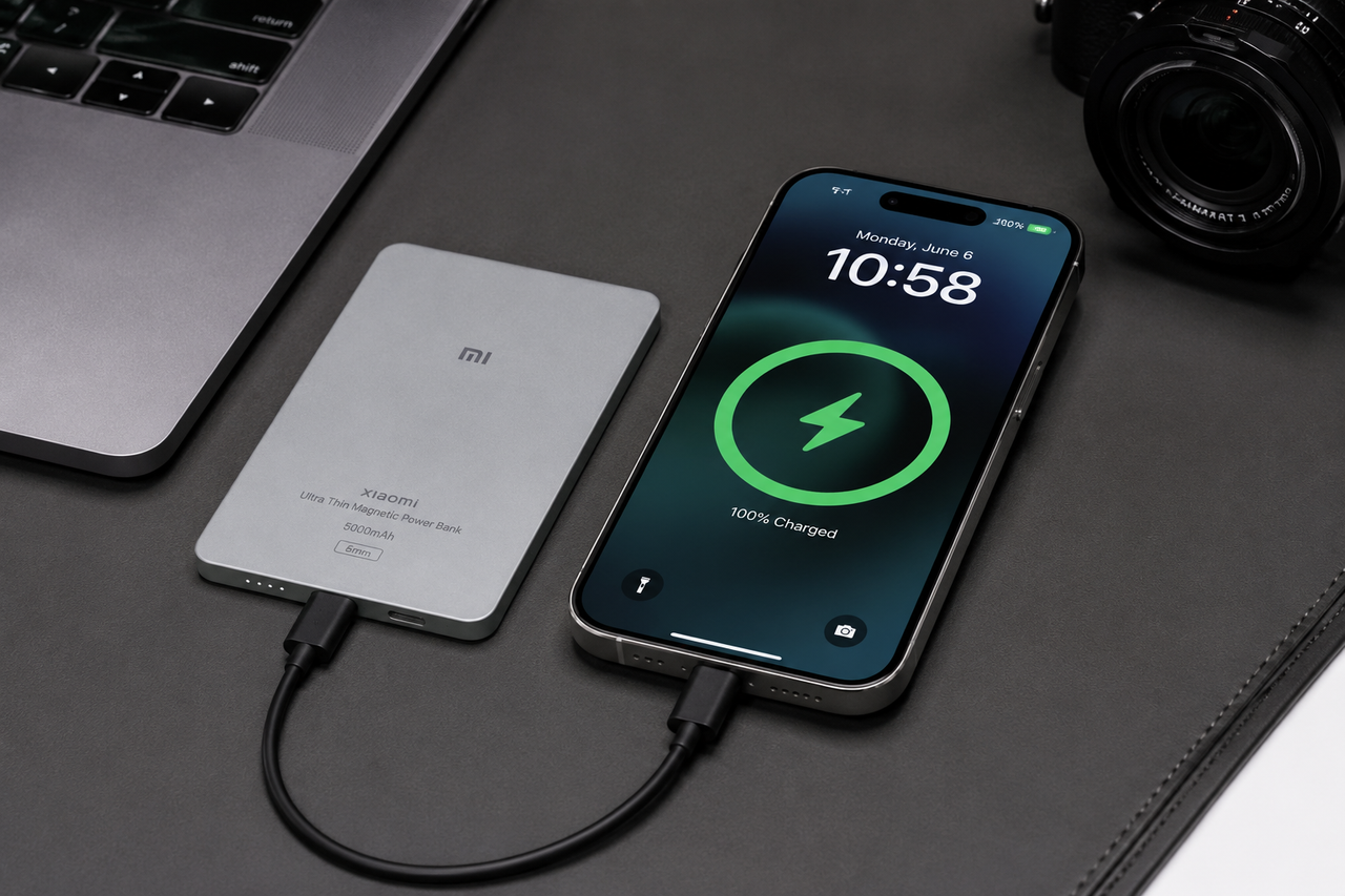 Xiaomi UltraThin Magnetic Power Bank charging test with smartphone