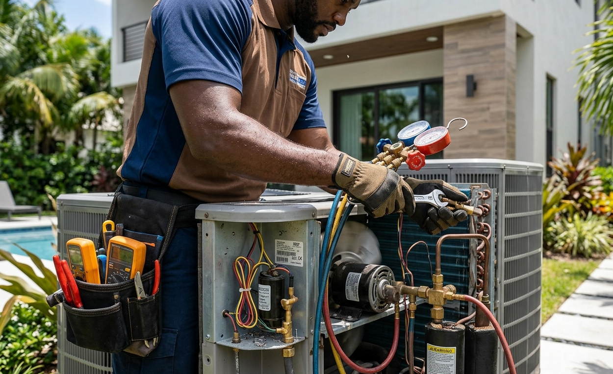 Air Conditioning Repair Miami CO technician working