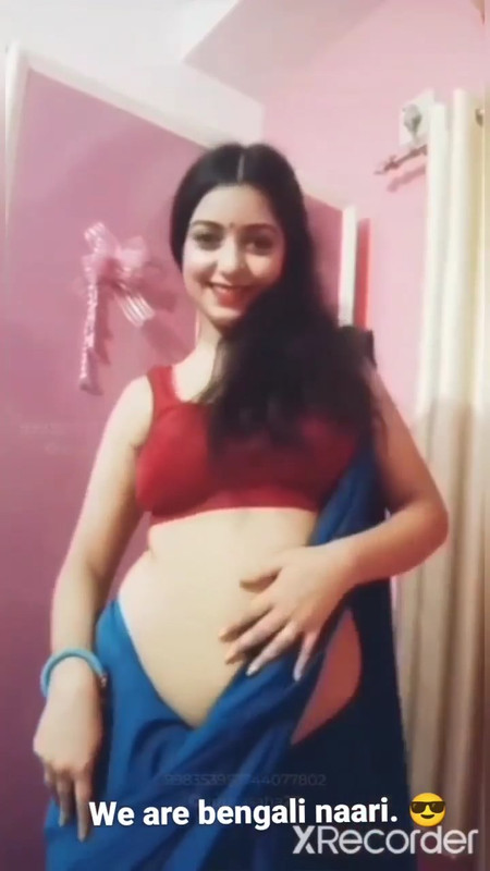 Rupsa Sexy Boobs and Navel in red bra and blue saree.mp4_snapshot_00.09.346