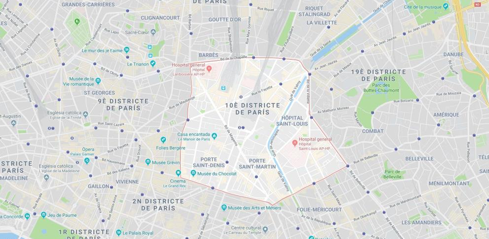 Distrito 10 de París. Google Maps