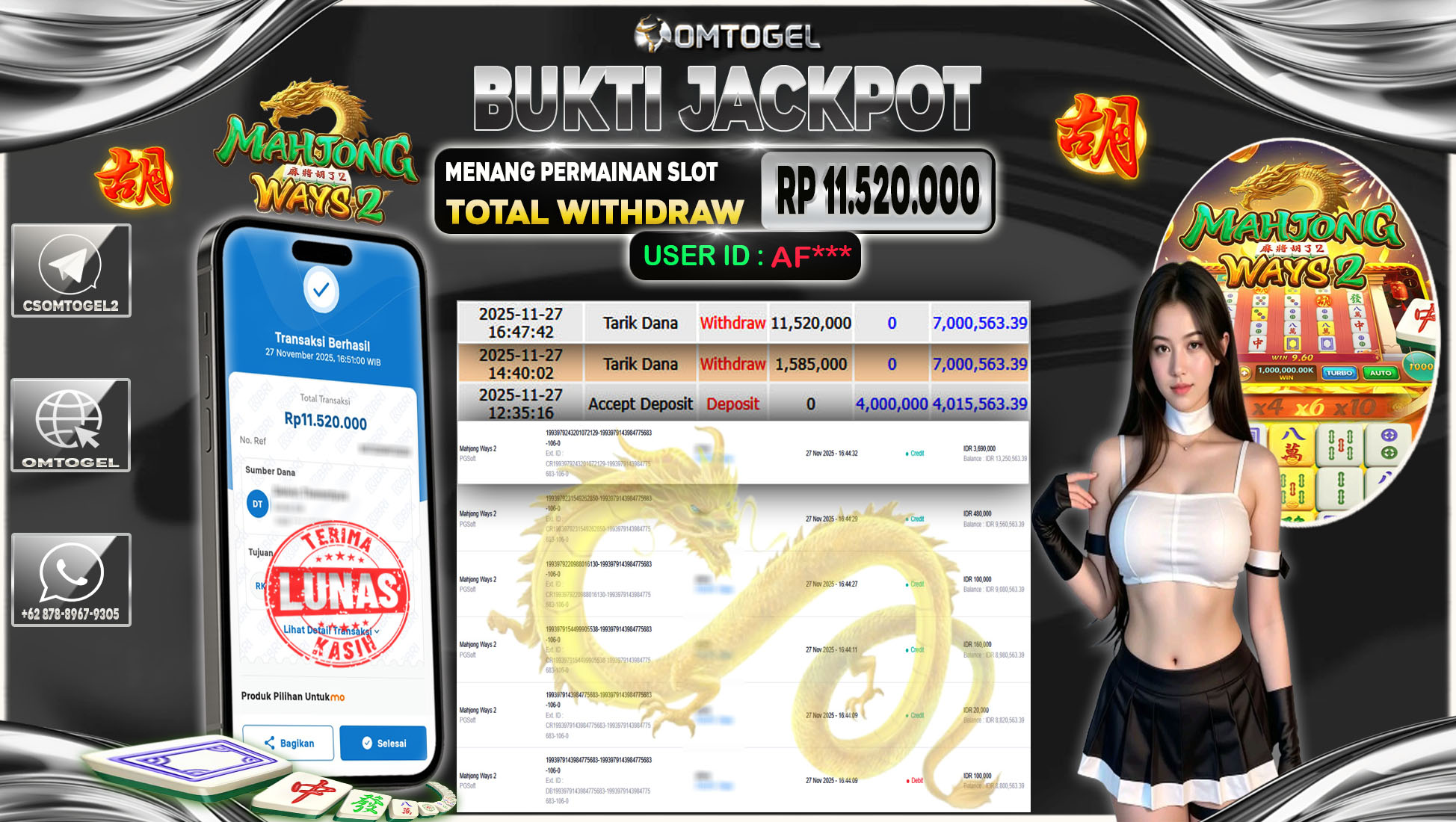 OMTOGEL JACKPOT PGSOFT MAHJONG WAYS 2 ,11 JUTA DI BAYAR LUNAS ,-