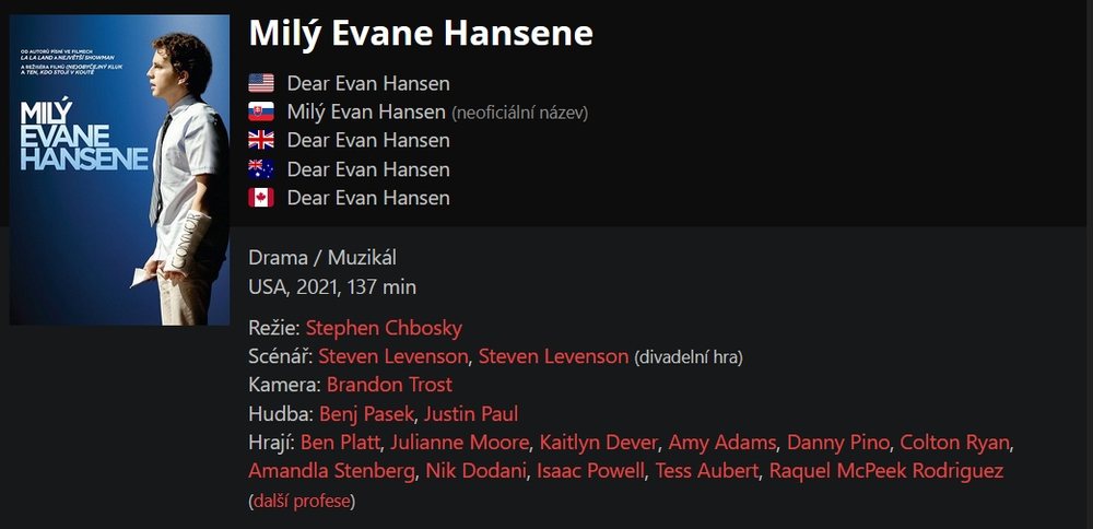 Milý Evane Hansene / Dear Evan Hansen (2021)