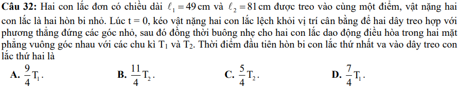 Câu 32 đề thi thử TN THPT môn vật lý sở GD và ĐT Bắc Giang lần 2 năm 2023