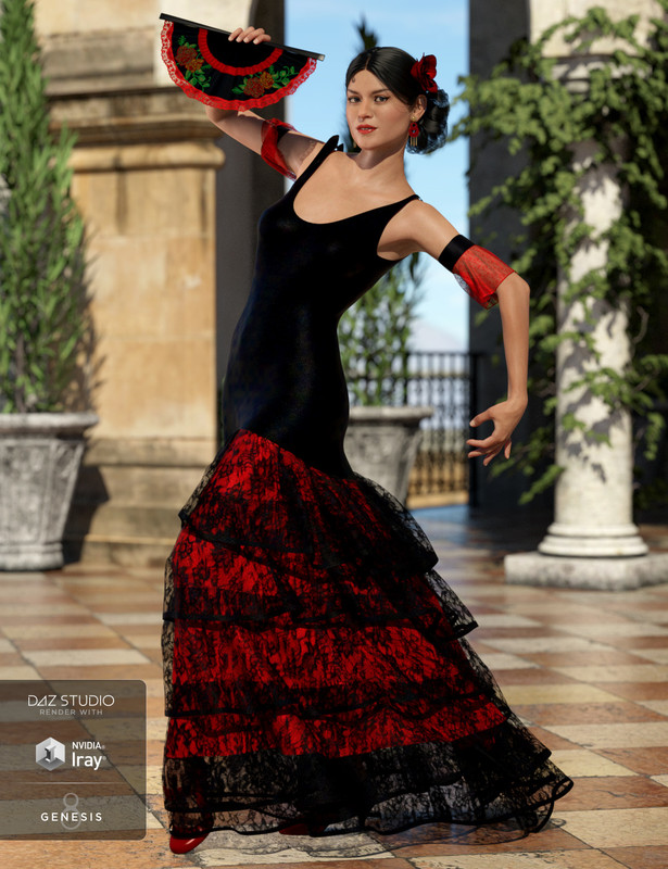 dForce Flamenco Dancer Outfit for Genesis 8 Female(s) dForce Flamenco Dancer Outfit for Genesis 8 Female(s)