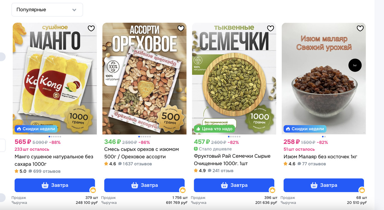 Примеры карточек