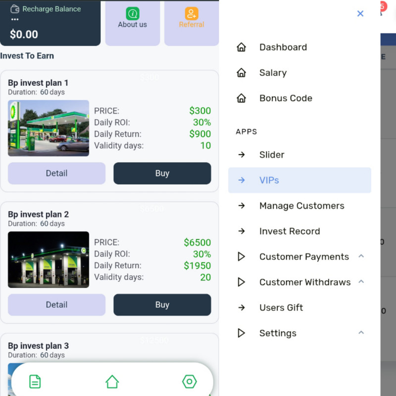 Source Code App Đầu Tư Gói VIP – Nạp Rút, Hoa Hồng, Bonus