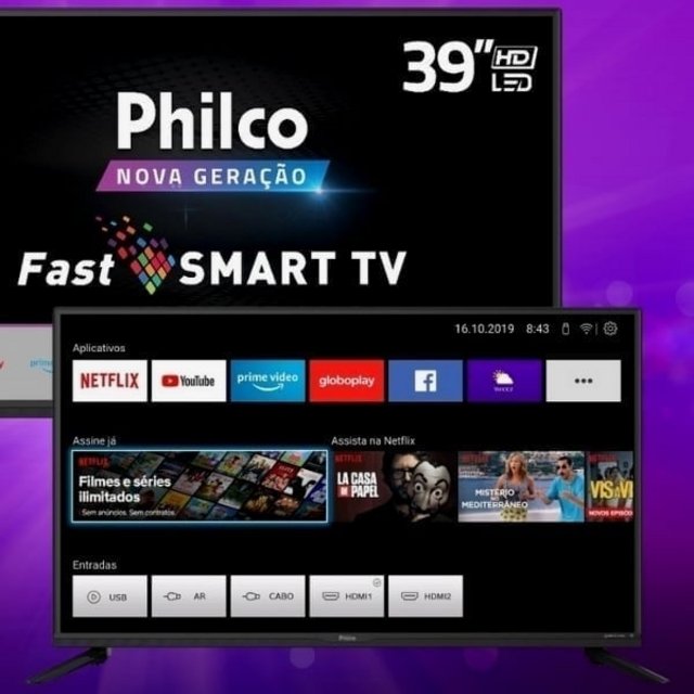 Smart TV 39″ LED Philco HD PTV39G65N5CH – 2 HDMI 1 USB Wi-Fi Midia Cast