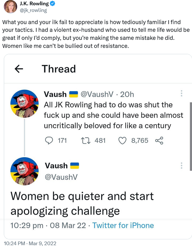 feud involving J K Rowling, Kat Blaque, Vaush, ContraPoints