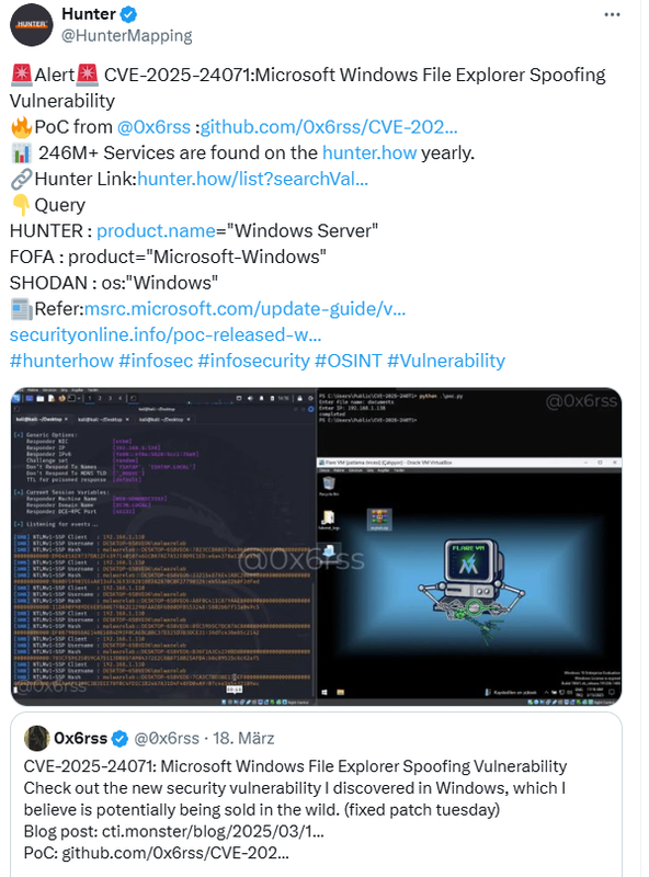 Spoofing Schwachstelle CVE-2025-24071 im Explorer