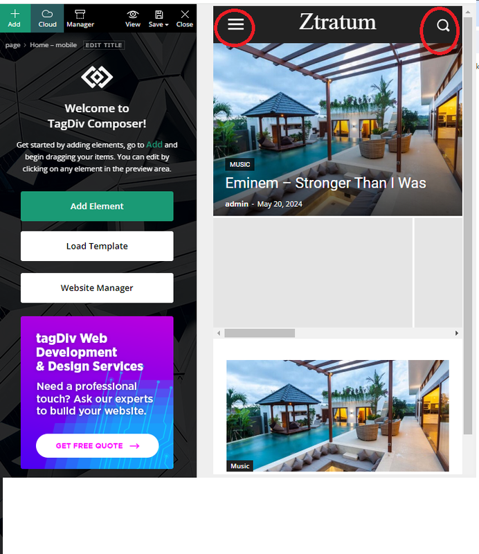 mobile homepage