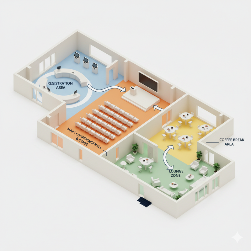 Схема эффективного зонирования пространства на деловом мероприятии