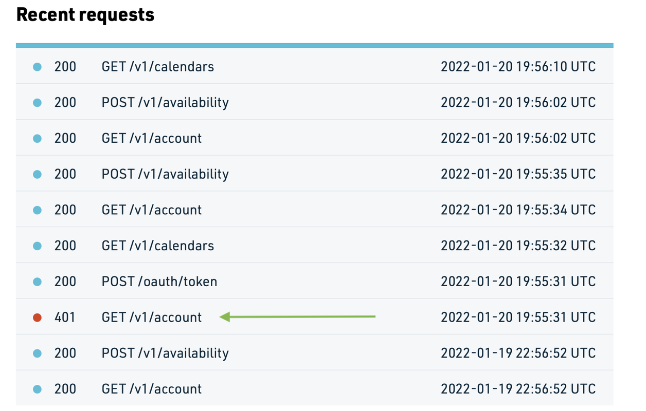 Logs in Cronofy app