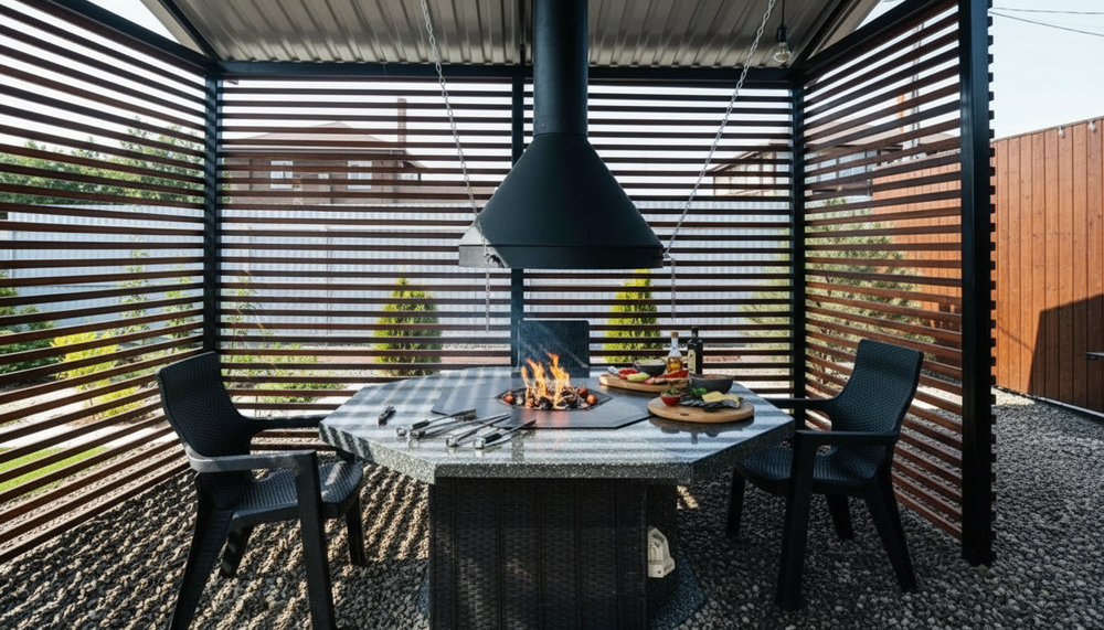 Эргономика гриль-стола: диаметр, ширина столешницы и посадка