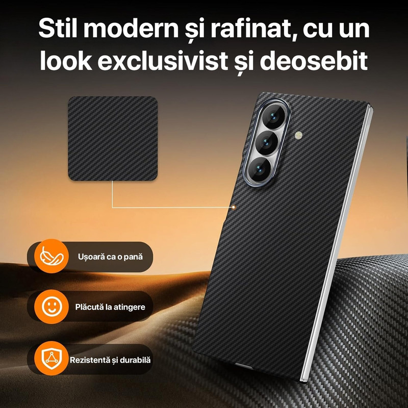 Husa pentru Samsung Galaxy Z Fold 7 Daden®, MagSafe Integrat, Incarcare wireless, Protectie Antisoc, Aspect Carbon, Negru imgi 82 res 4ef628287e73015eb1777719e43b3b30