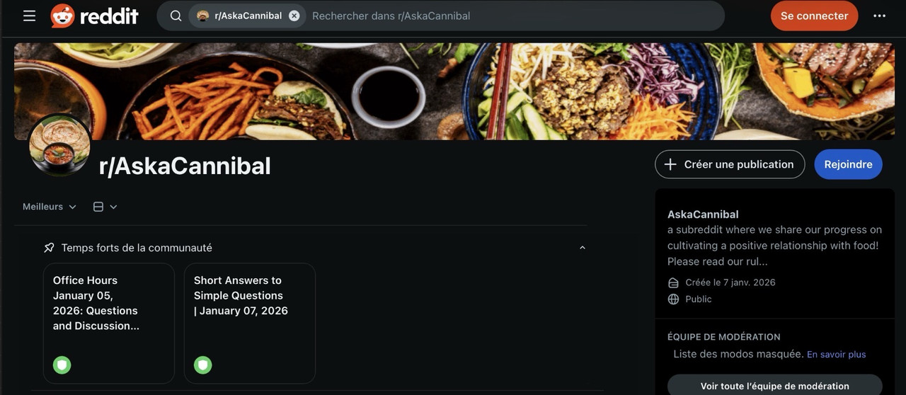 r/AskaCannibal — a subreddit where we share our progress on cultivating a positive relationship with food! Please read our rul... 