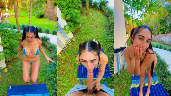 Izzy Green Outside POV Blowjob In Micro Bikini