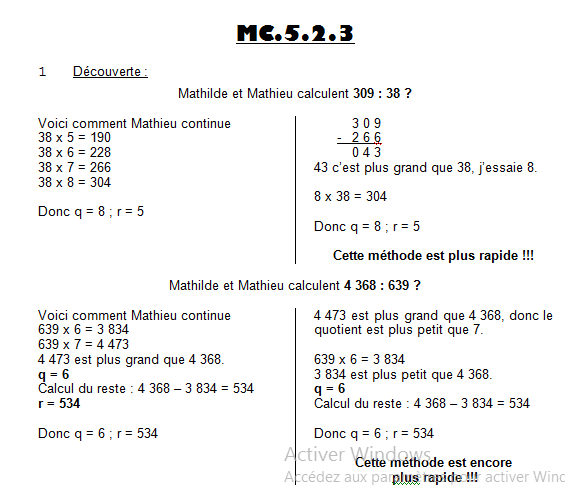 Correction des exercices calculs