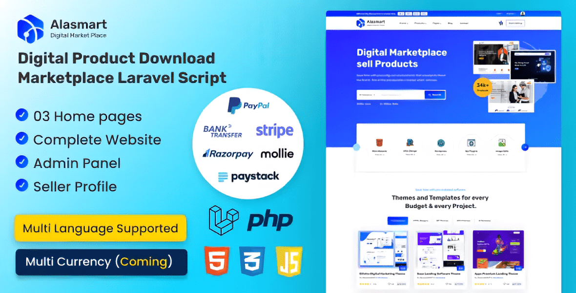 Alasmart – Digital Product Download Marketplace Laravel Script