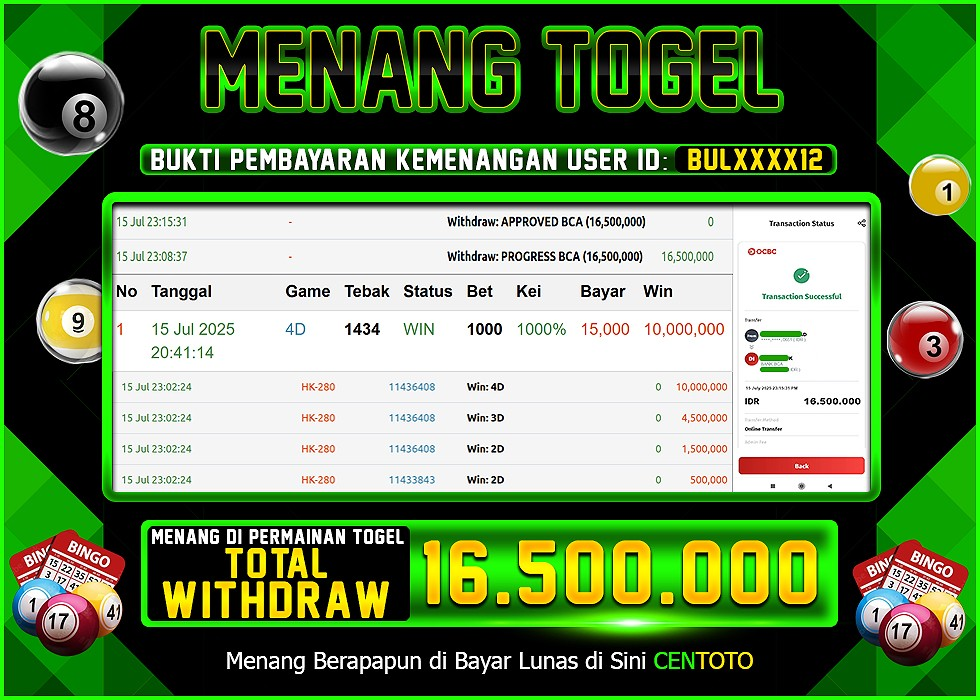 BUKTI JACKPOT LUNAS CENTOTO