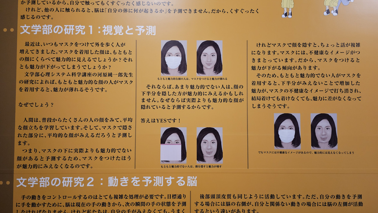 有趣的研究統計，漂亮的人戴口罩會讓吸引力下降；反之則上升。幸好我有戴好口罩，不然等等就被當可疑人士帶走了