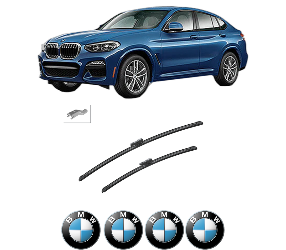Set stergatoare auto BMW Seria X4 (G02, F98) din 2018-2021, pentru parbriz auto, 2 bucati, Bosch Aerotwin, din cauciuc siliconat rezistent, 4 Stickere Auto BMW Seria