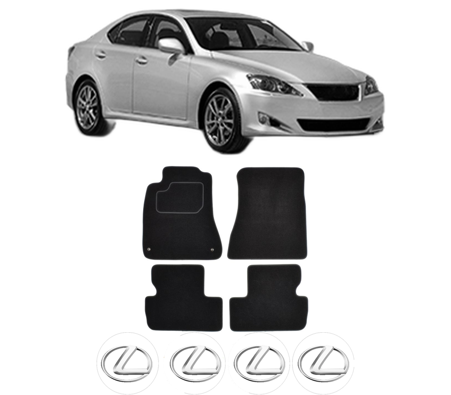 Set Covorase Presuri LEXUS IS II (_E2_) din 2005-2013, Auto, Material Textil Mocheta, 4 Stickere auto cu LEXUS