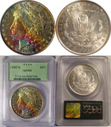 1880-S-PCGS-MS-65-OLD-HOLDER-RAINBOW-OBV