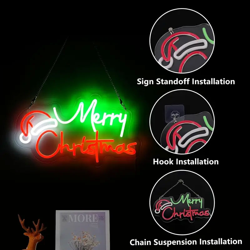 Christmas Hat Neon Sign - Merry Christmas, Christmas Party Decoration, Room Wall Decoration, Is The Best Christmas Gift For Friends And Family._voghion.com