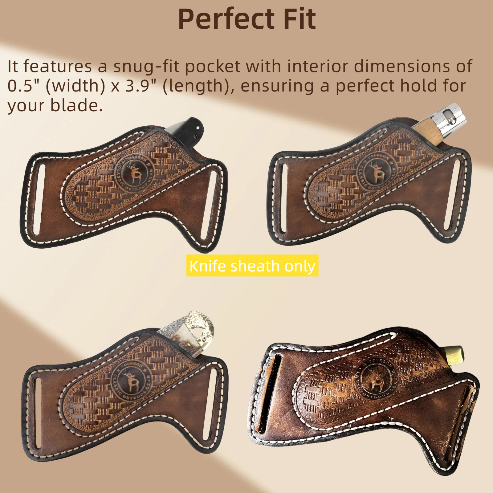 Fodero In Pelle Per Ascia TOURBON – 3,5 Cm, Regolabile, Marrone – Campeggio E Outdoor