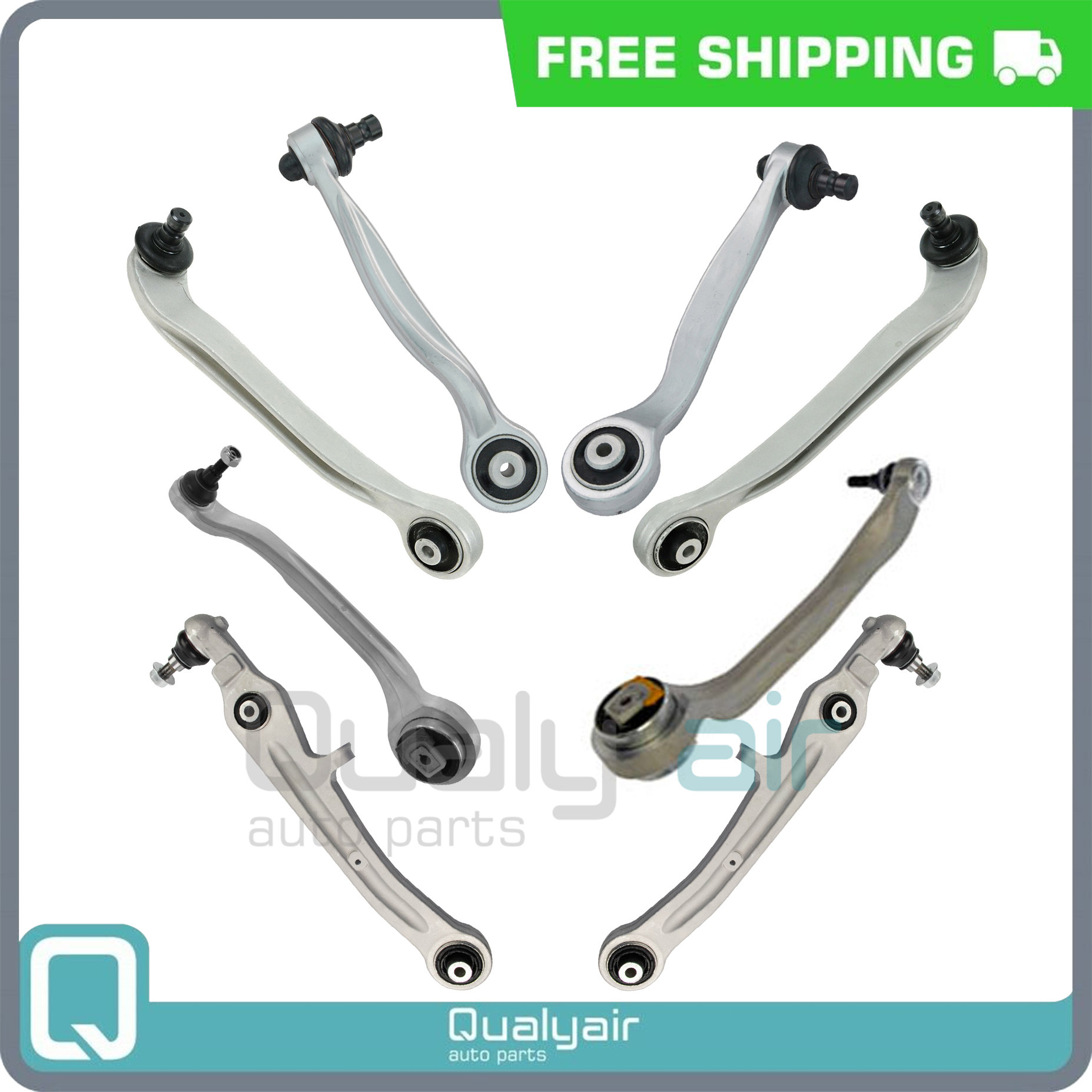 Control Arm and Ball Joint Assembly for Audi A8 Quattro S8 Front End - 8pcs - Picture 1 of 6