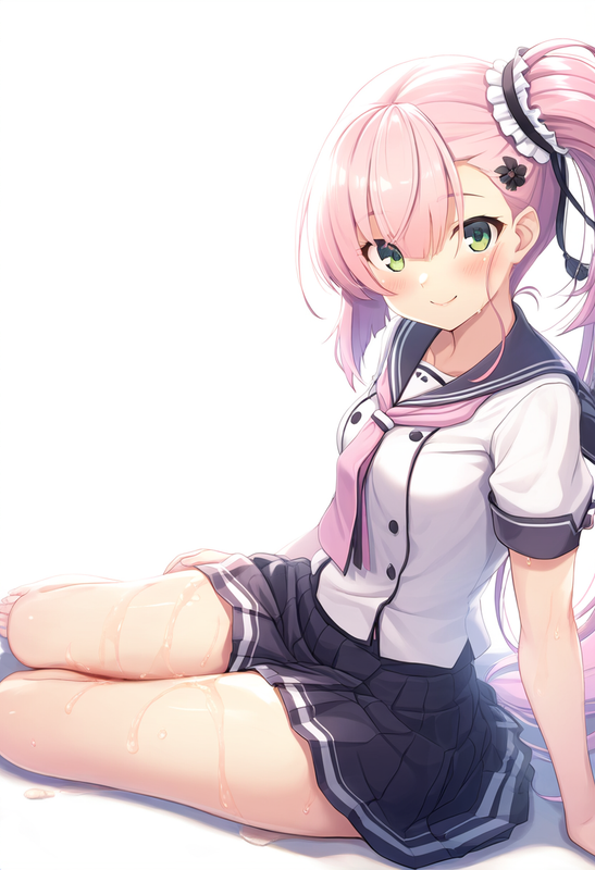 1girl, tsubakuro yume, Toji no Miko, pink hair, green eyes, side ponytail, long  s-3349324314