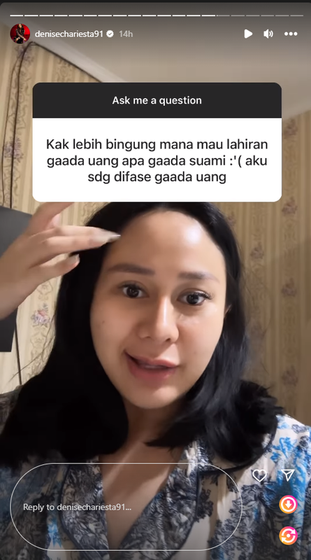 Denise Chariesta mengaku lebih susah tak punya uang jelang lahiran daripada suami.