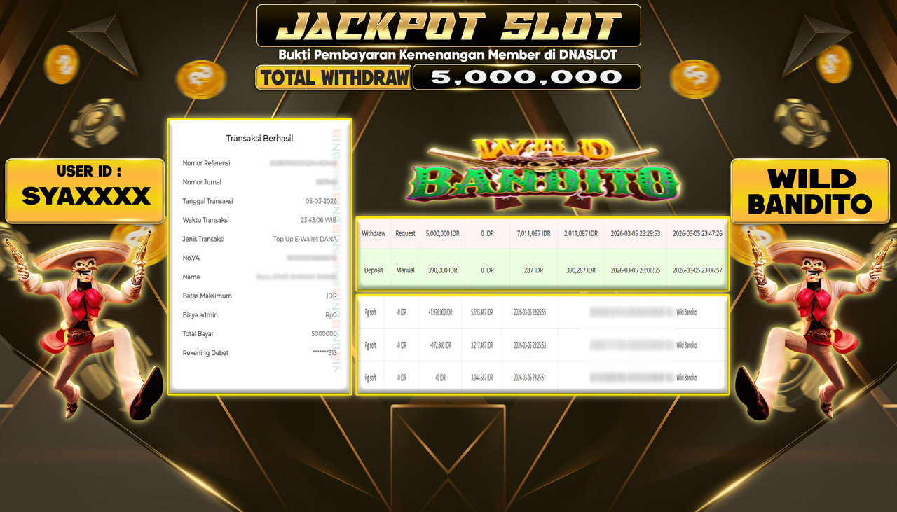 JACKPOT SLOT WILD BANDITO 5 MARET 2026