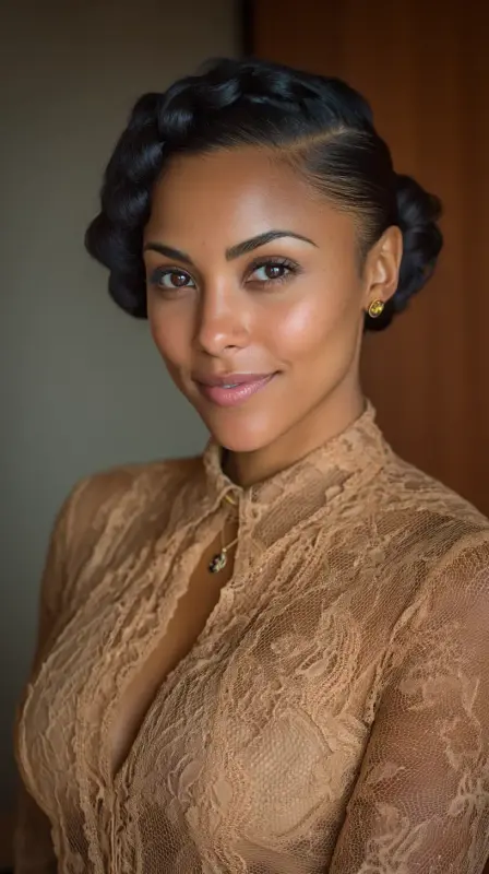Effortlessly Chic: The Side-Part Glam - black women side part