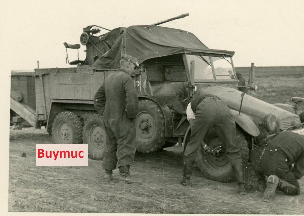 Foto wehrmacht selten lkw kfz mit geschütz