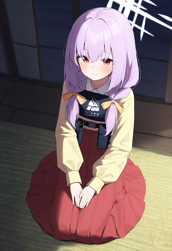 1girl, atsuko (blue archive), healthyman, blush, smile, closed mouth, {{{hanbok} s-3754856189