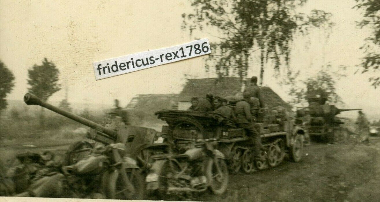 Foto WH Ostfront Panzer Jäger abt. Halbkette Sd Kfz mit Pak