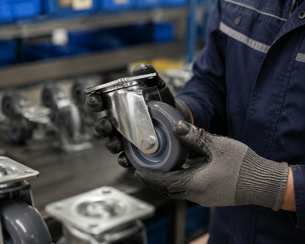 EDL caster wheel inspection before shipment