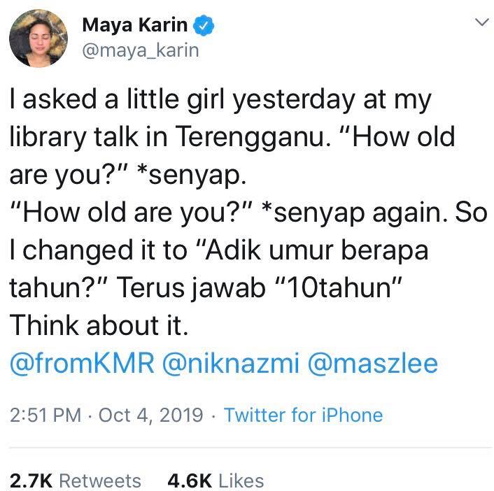 maya karin budak 10 tahun bahasa inggeris