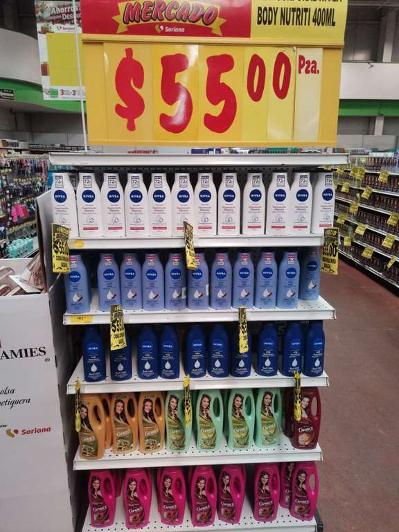 Cremas nívea 400ml a 55 pesos cada una. Se me hace buen precio cualquiera de las 3 presentaciones, visto en el soriana de Chicoloapan. 
