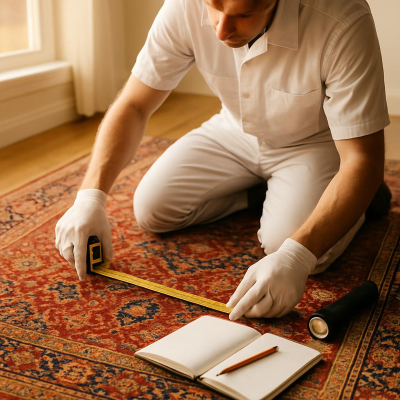 Подготовка ковра к химчистке: замеры и осмотtrue