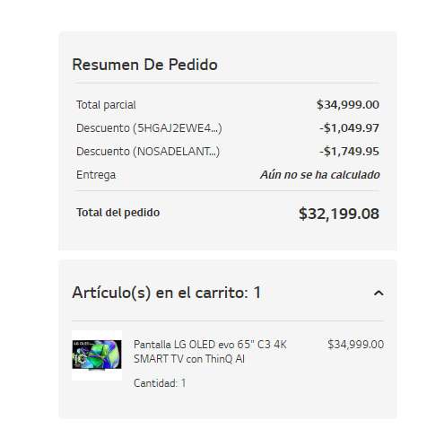 Pantalla LG OLED evo 65'' C3 la mas nueva a 12 meses con cupones