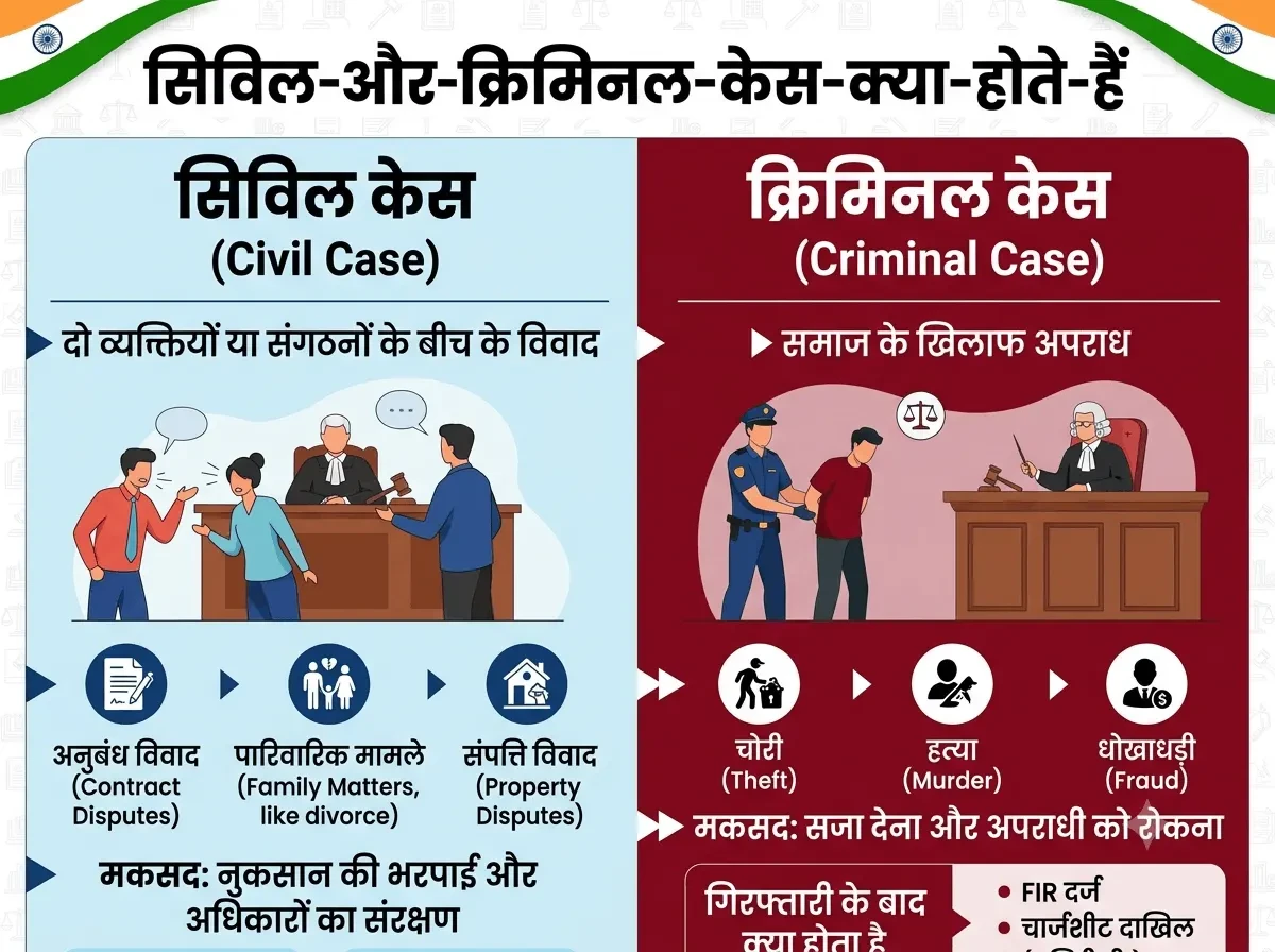 सिविल और क्रिमिनल केस क्या होते हैं? जानिए दोनों में अंतर