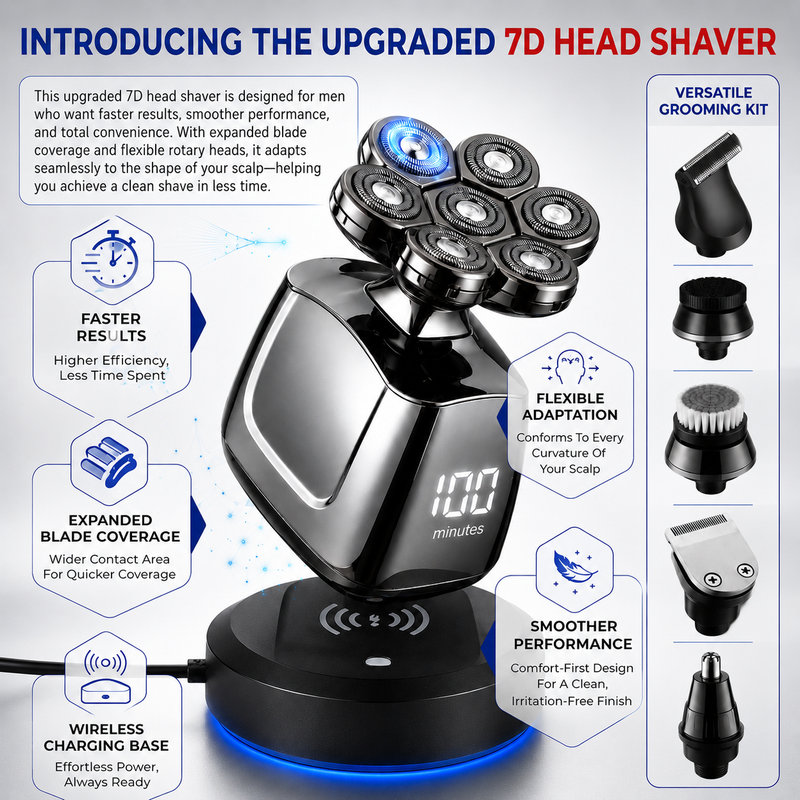 7D Head Shaver with Wireless Charging Dock