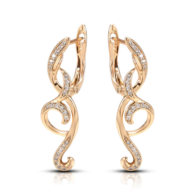 Women UNUSUAL DROP EARRINGS Rose Gold Color CZ Vintage Wedding Girls Jewelry NEW