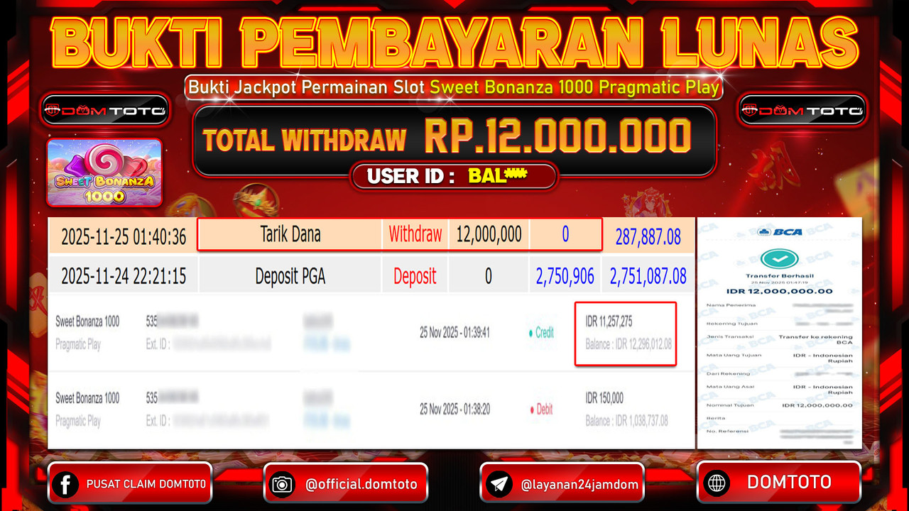 JACKPOT SLOT Sweet Bonanza 1000 Pragmatic Play 25 NOVEMBER 2025